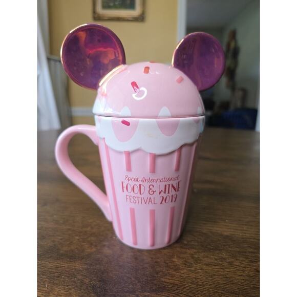 Disney Epcot Food & Wine Festival Pink Cupcake Mug 2019 Mickey Ears Mug NEW - Picture 1 of 16